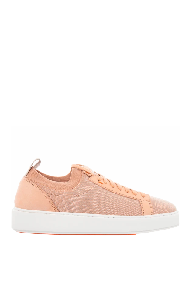 Santoni woman beige leather and textile sneakers for women купить с ценами и фото 166674 - photo 1