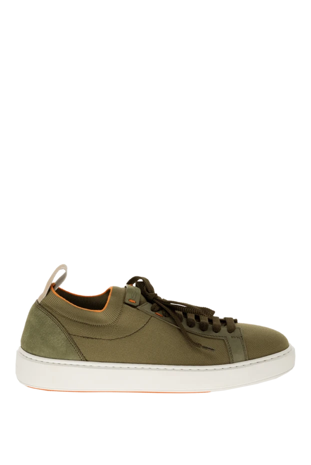 Santoni man green leather and textile sneakers for men купить с ценами и фото 166687 - photo 1