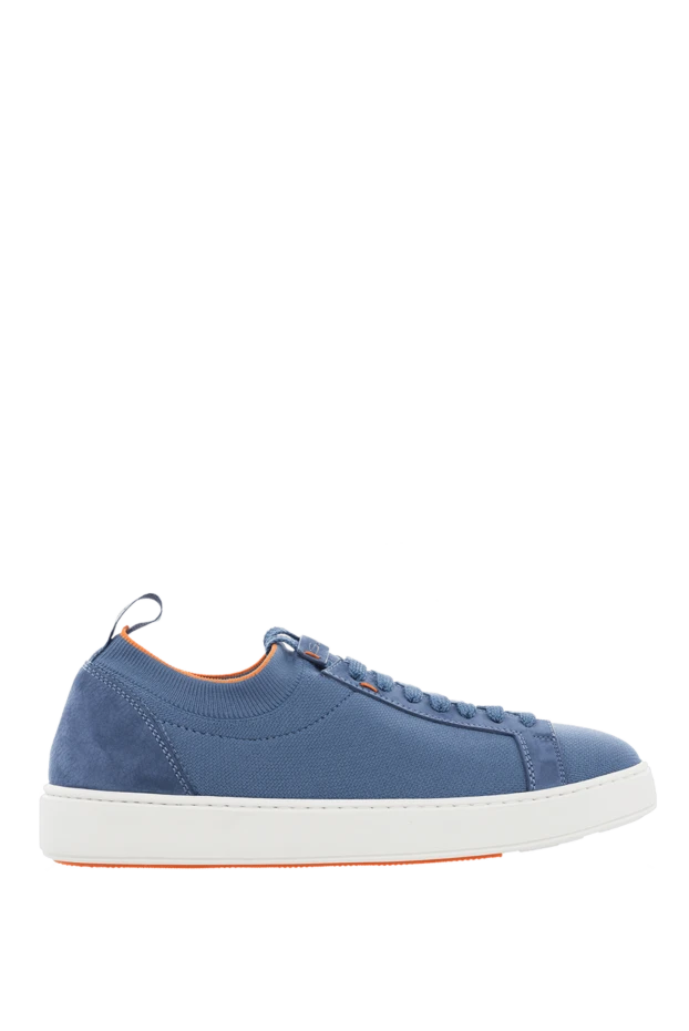 Santoni man sneakers in leather and textile blue for men купить с ценами и фото 166688 - photo 1