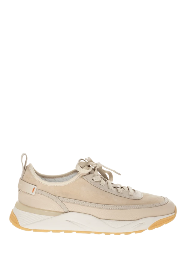 Santoni man nubuck and leather sneakers beige for men купить с ценами и фото 166695 - photo 1