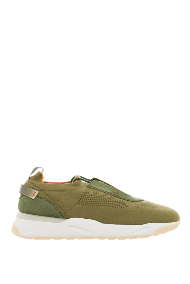 Santoni man textile and leather sneakers green for men купить с ценами и фото 166696 - photo 1