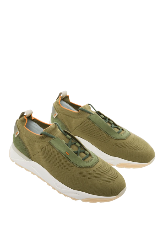 Santoni man textile and leather sneakers green for men купить с ценами и фото 166696 - photo 2