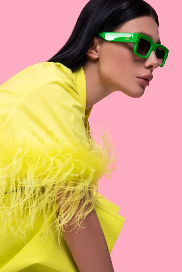 Giuseppe Di Morabito очки для защиты от солнца прямоугольные зеленые женские  166715 - фото 3