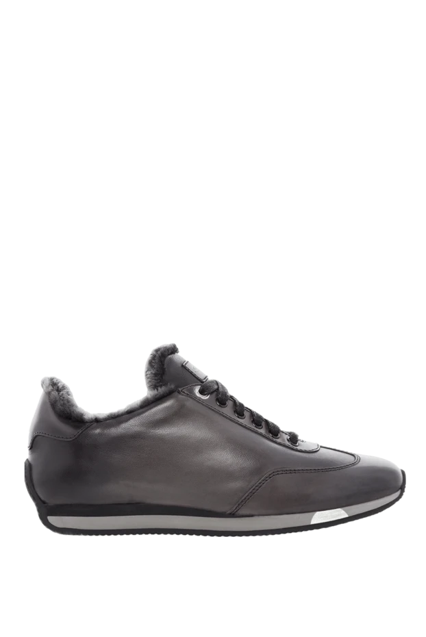 Santoni man gray leather sneakers for men купить с ценами и фото 166719 - photo 1