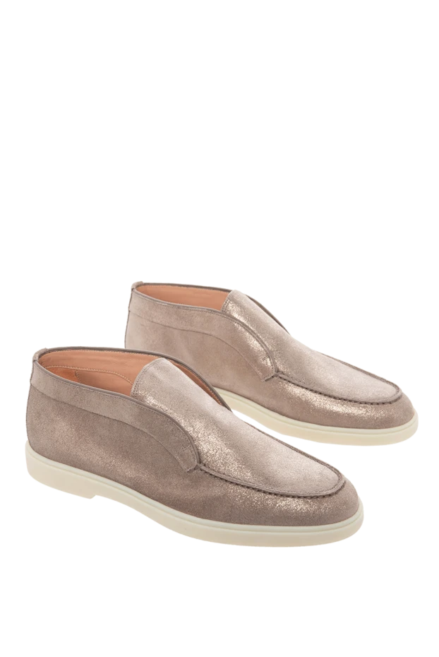 Santoni жылтыр беті бар қоңыр түсті нубуктан жасалған әйелдердің лоферлері 166722 - фото 3