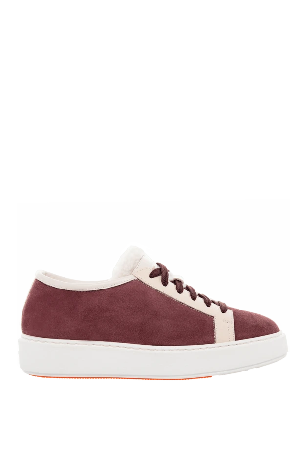 Santoni woman burgundy nubuck and fur sneakers for women купить с ценами и фото 166743 - photo 1