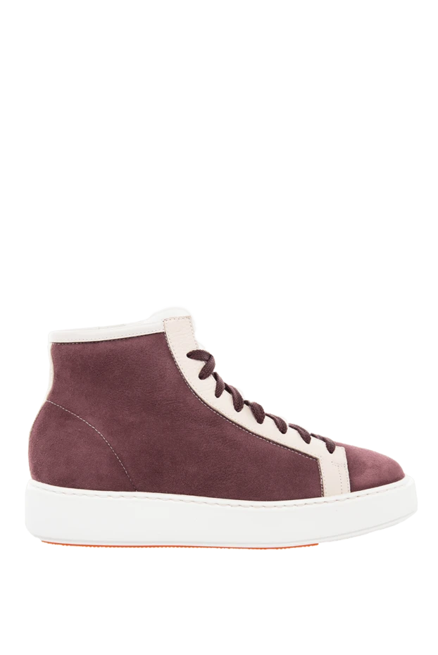 Santoni woman burgundy nubuck and fur sneakers for women купить с ценами и фото 166751 - photo 1