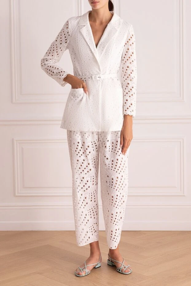 Charo Ruiz woman white women's trouser suit made of cotton and polyester купить с ценами и фото 166787 - photo 2