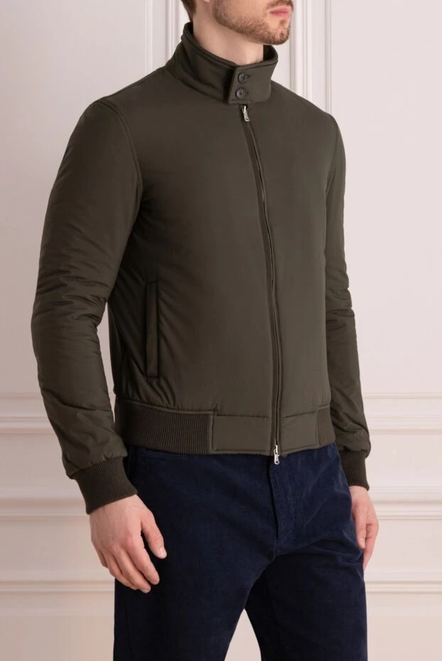 Cesare di Napoli куртка-бомбер с высоким воротником на пуговицах зеленая хаки мужская 166817 - фото 3