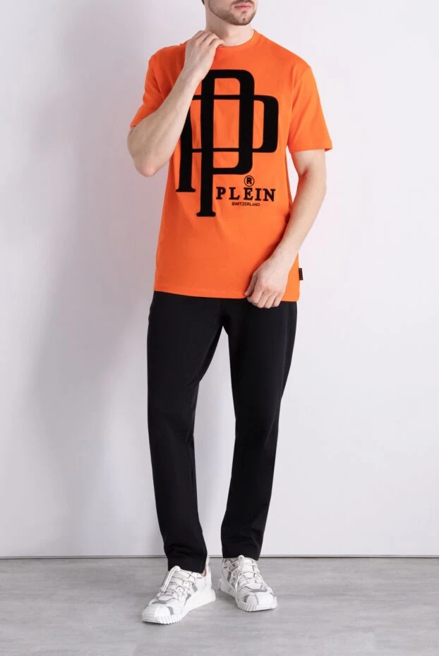 Philipp Plein man cotton t-shirt orange for men купить с ценами и фото 166826 - photo 2