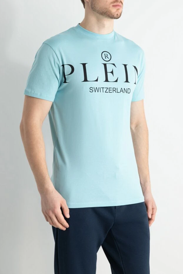 Philipp Plein футболка из хлопка в голубом цвете с крупным брендингом 195695 - фото 3