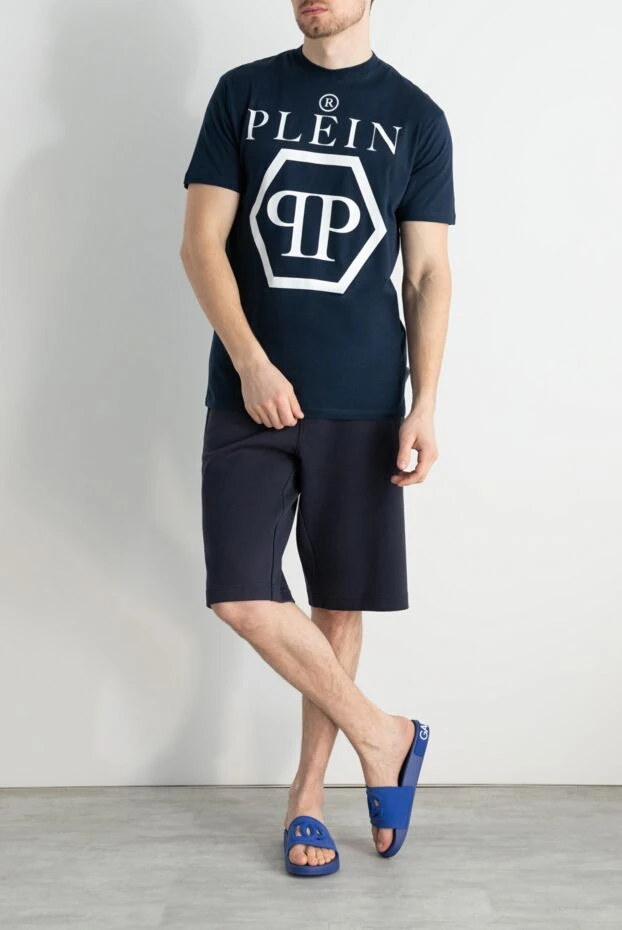 Philipp Plein man cotton t-shirt blue for men купить с ценами и фото 166830 - photo 2