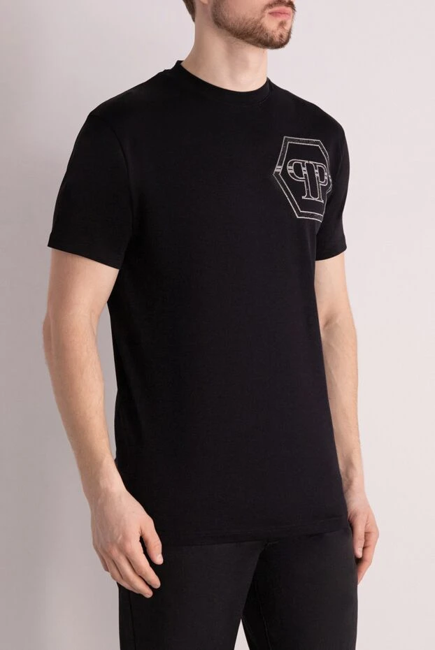 Philipp Plein алты қырлы шеврон контуры бар қара футболка
 166836 - фото 3