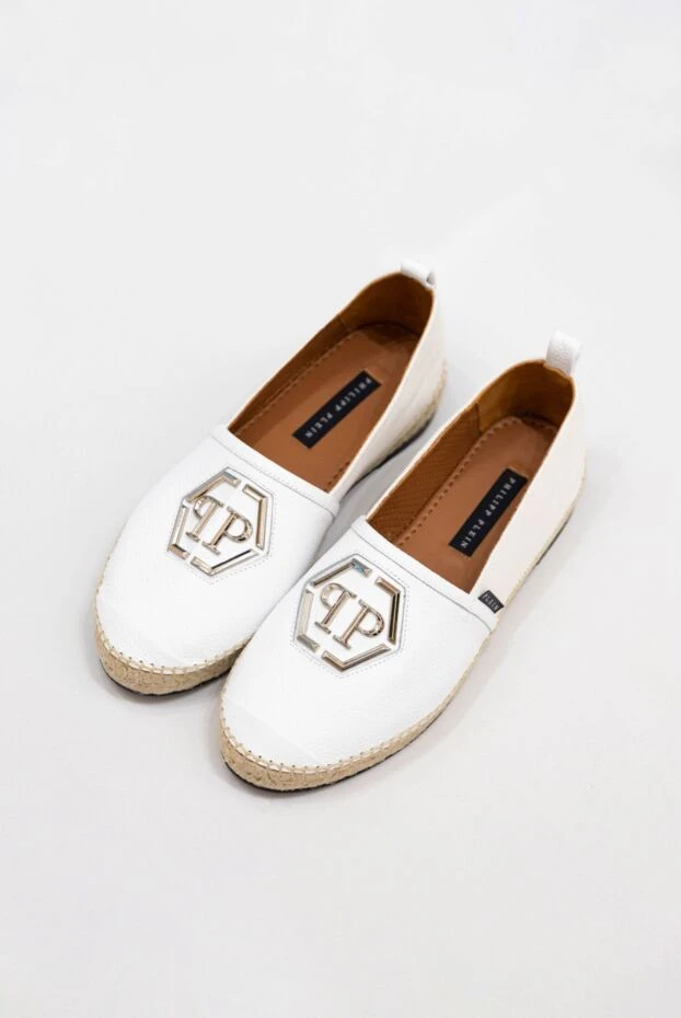 Philipp Plein ақ ерлерге арналған мақта және былғары эспадриллер 166845 - фото 2