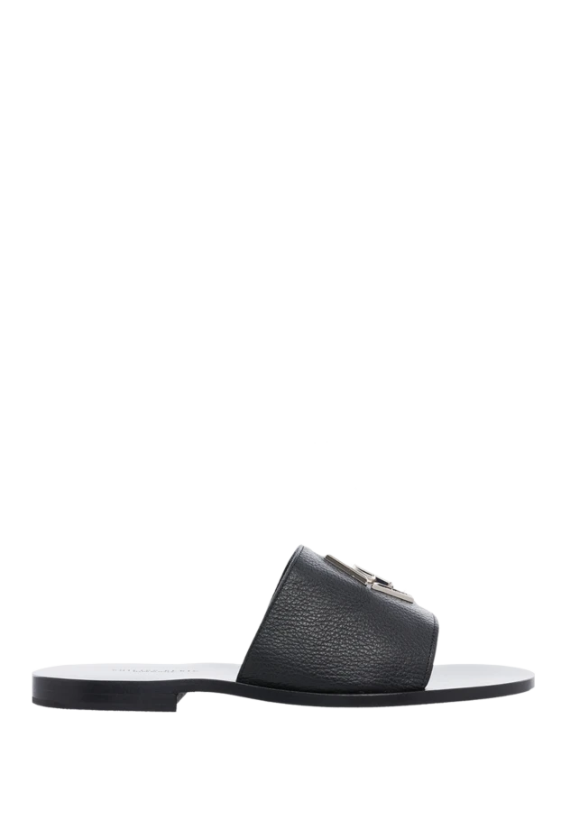 Philipp Plein man black leather slippers for men купить с ценами и фото 166847 - photo 1