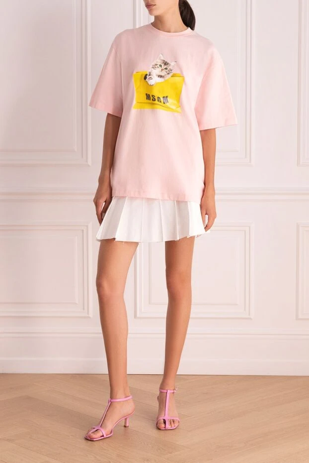 MSGM woman pink cotton t-shirt for women купить с ценами и фото 166863 - photo 2