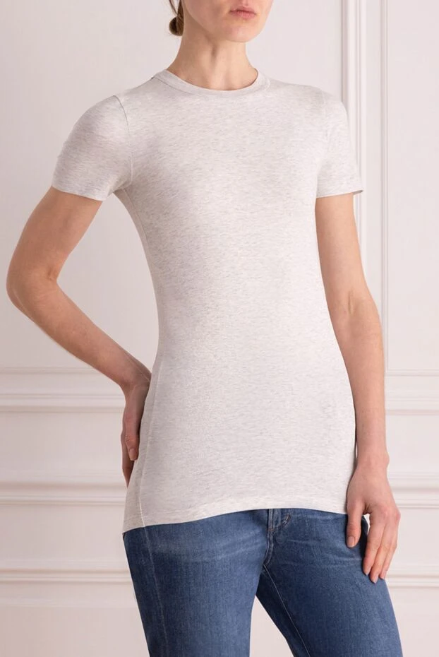 Brunello Cucinelli women's white cotton t-shirt 166897 - photo 3