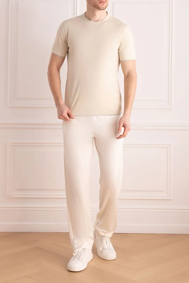 Brunello Cucinelli кот жағасы бар, піл сүйегінен жасалған созылған мақта-мата футболка
 166900 - фото 2