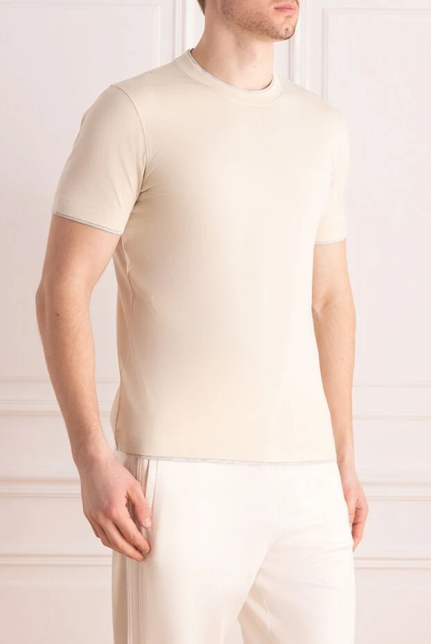 Brunello Cucinelli кот жағасы бар, піл сүйегінен жасалған созылған мақта-мата футболка
 166900 - фото 3