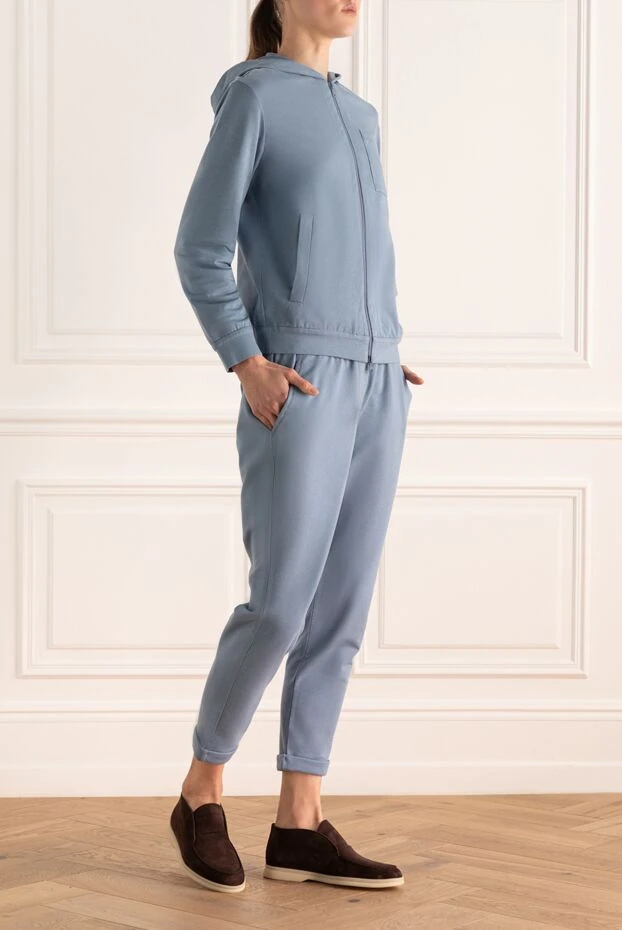 Brunello Cucinelli голубой костюм из хлопкового трикотажа с капюшоном
 166926 - фото 3