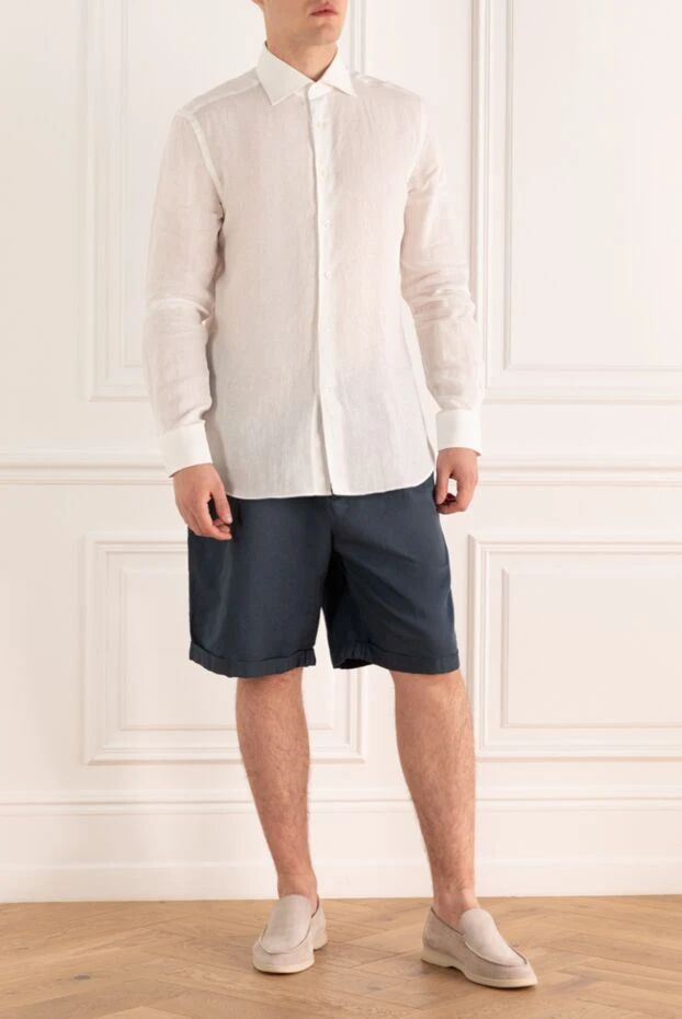 Brunello Cucinelli blue linen and cotton shorts for men 166929 - photo 2