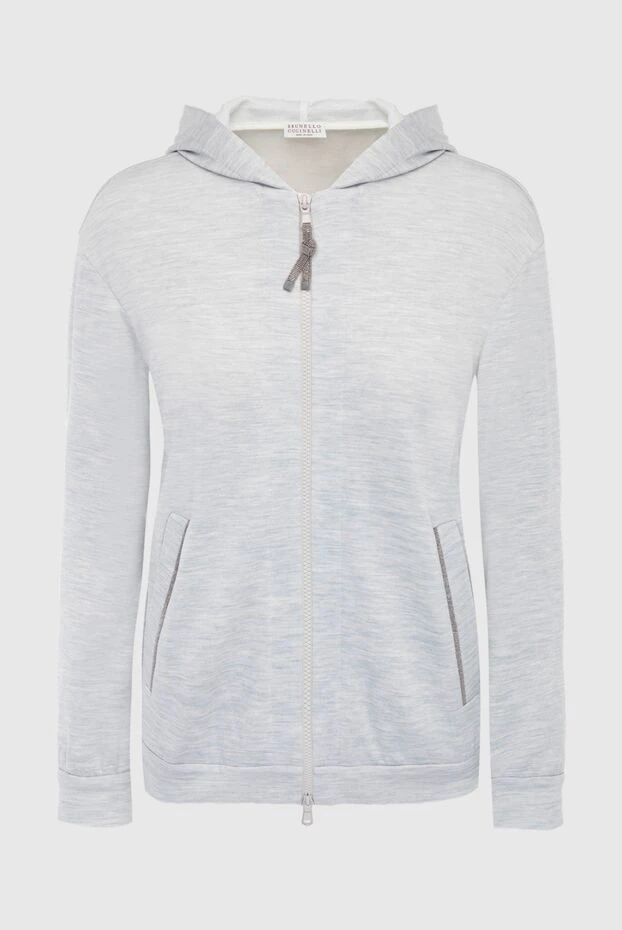 Women's gray zipped cardigan made of cotton and silk - photo 1