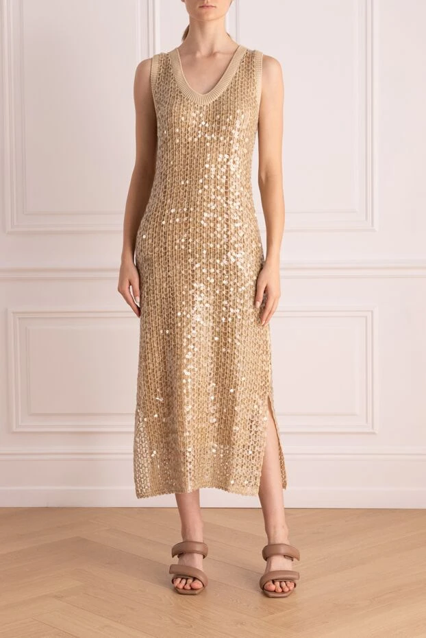 Brunello Cucinelli sleeveless dress with glitter trim and side slit
 166932 - photo 2