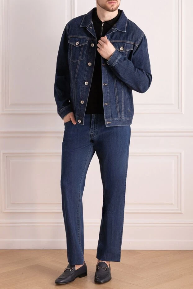 Brunello Cucinelli классикалық қою көк джинсы куртка 166935 - фото 2