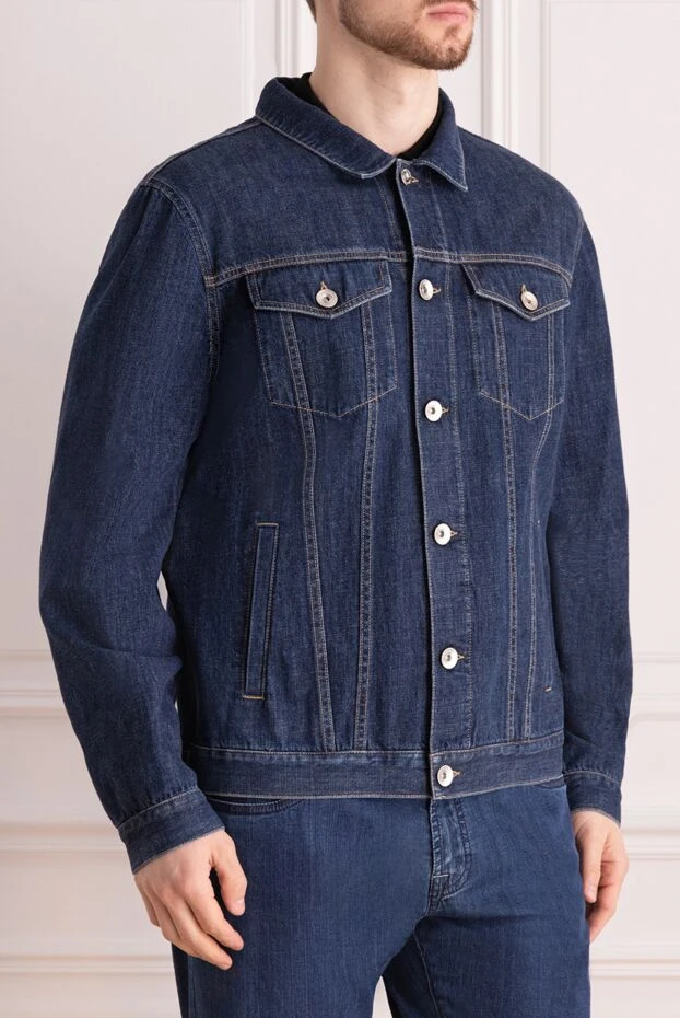 Brunello Cucinelli классическая джинсовая куртка темно синего цвета 166935 - фото 3
