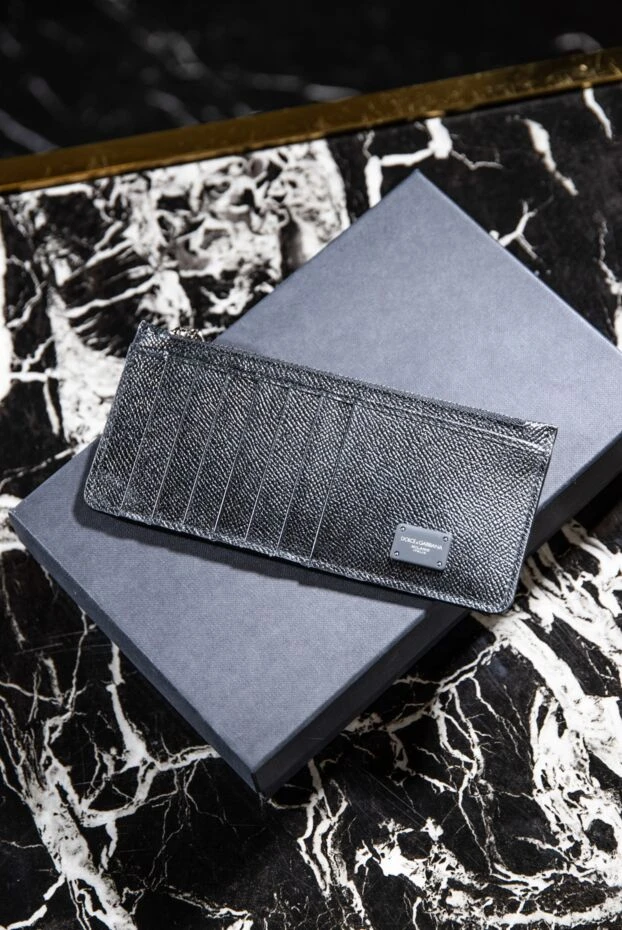 Визитница из натуральной кожи черная мужская - фото 2