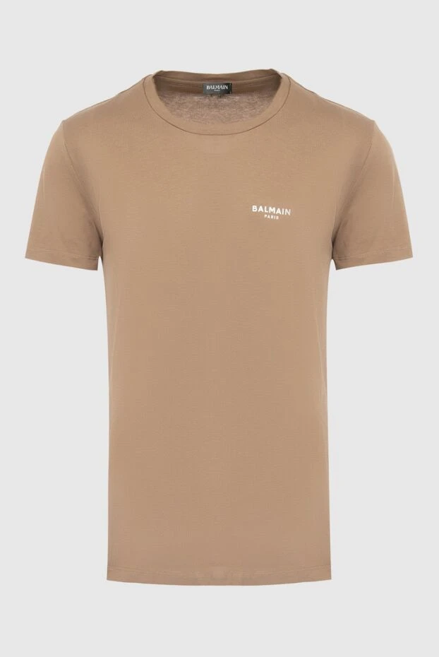 Balmain man beige cotton t-shirt for men купить с ценами и фото 167028 - photo 1