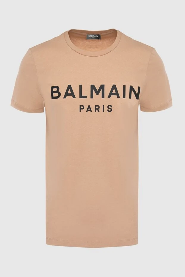 Balmain светлая футболка в оттенке мокко с логотипом на груди 195701 - фото 1