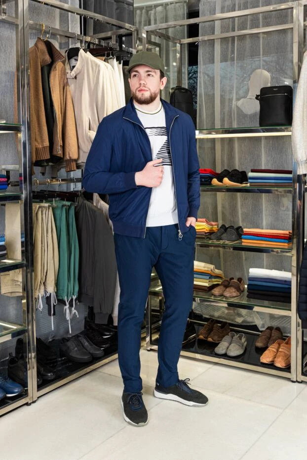 Seraphin мужская синяя куртка на молнии с отделкой из натуральной кожи
 167070 - фото 3