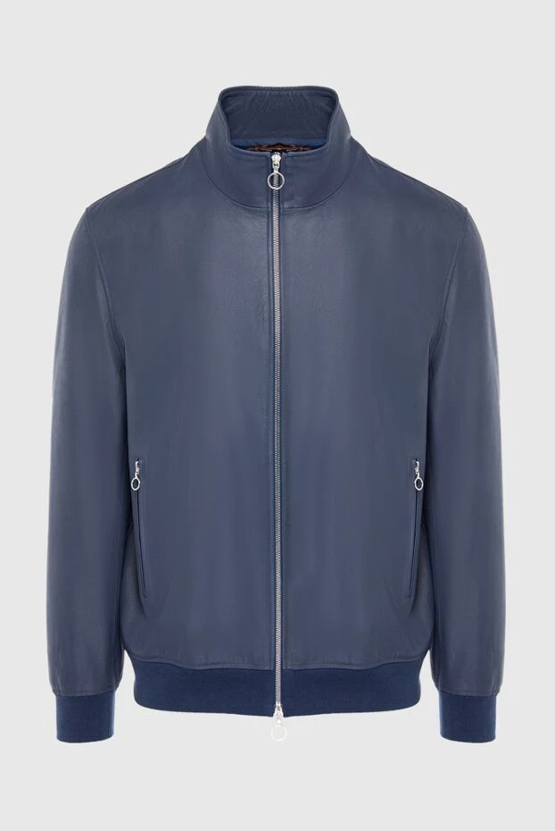 Ерлерге арналған көк былғары күртеше эластикалық кірістірулермен - фото 1