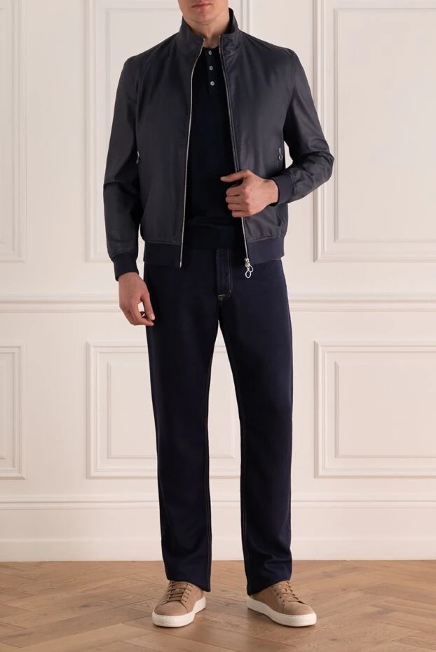 Seraphin куртка кожаная синяя с эластичными вставками мужская 167076 - фото 3