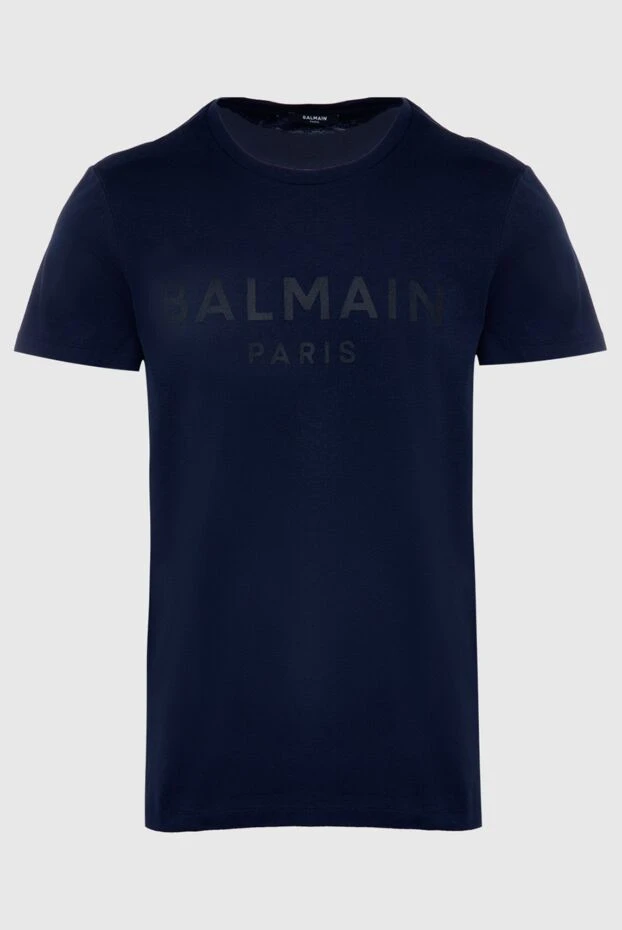 Balmain man cotton t-shirt blue for men купить с ценами и фото 167098 - photo 1