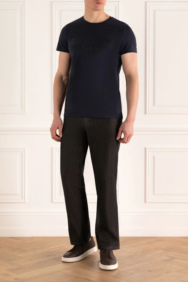 Balmain man cotton t-shirt blue for men купить с ценами и фото 167098 - photo 2