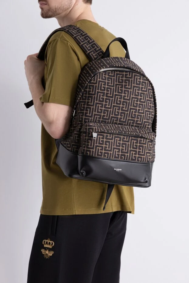 Balmain man cotton and polyester backpack brown for men купить с ценами и фото 167099 - photo 2