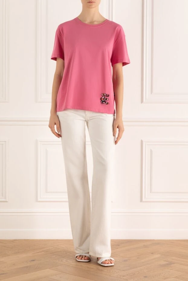 Ermanno Scervino woman pink cotton t-shirt for women купить с ценами и фото 167116 - photo 2