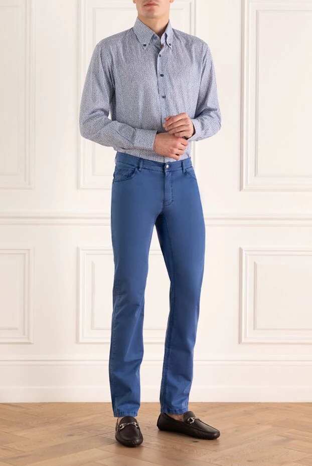 Zilli man blue cotton trousers for men купить с ценами и фото 167137 - photo 2