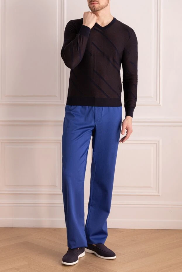 Zilli man blue cotton trousers for men купить с ценами и фото 167149 - photo 2