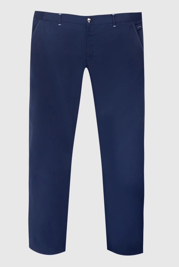 Straight-leg cotton trousers in dark blue with a laconic cut
- photo 1
