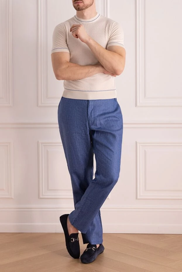 Zilli man men's blue linen trousers купить с ценами и фото 167195 - photo 2