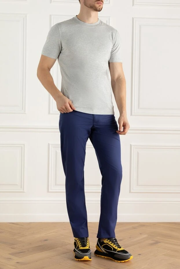 Zilli man men's blue cotton and cashmere trousers купить с ценами и фото 167199 - photo 2