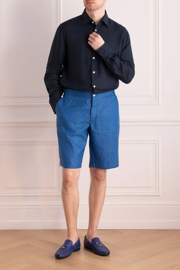 Zilli man blue linen shorts for men купить с ценами и фото 167206 - photo 2