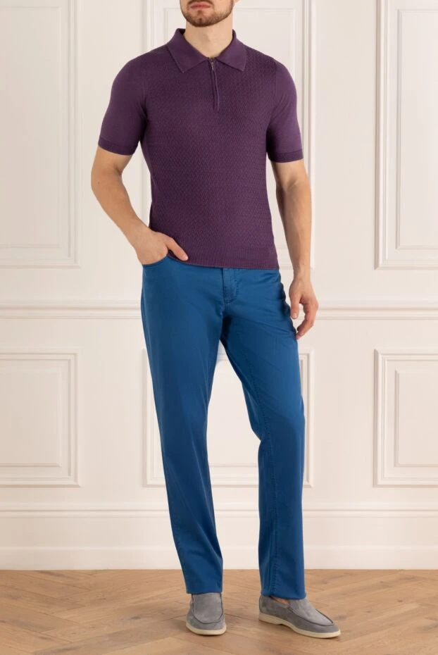 Zilli man men's blue cotton and elastane trousers купить с ценами и фото 167208 - photo 2