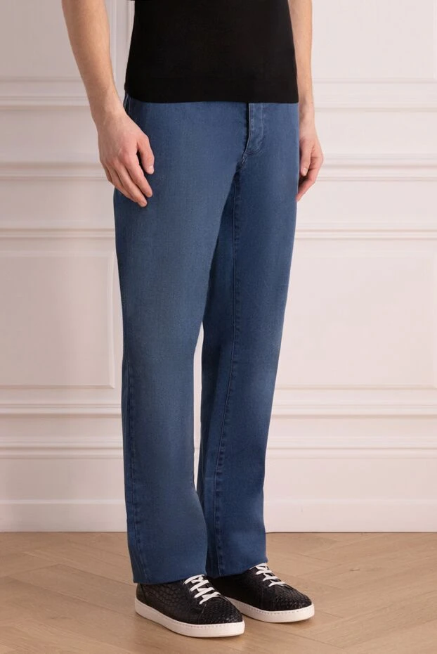 Zilli күшейтілген тігістері және ыңғайлы белі бар қара көк джинсы

 167210 - фото 3