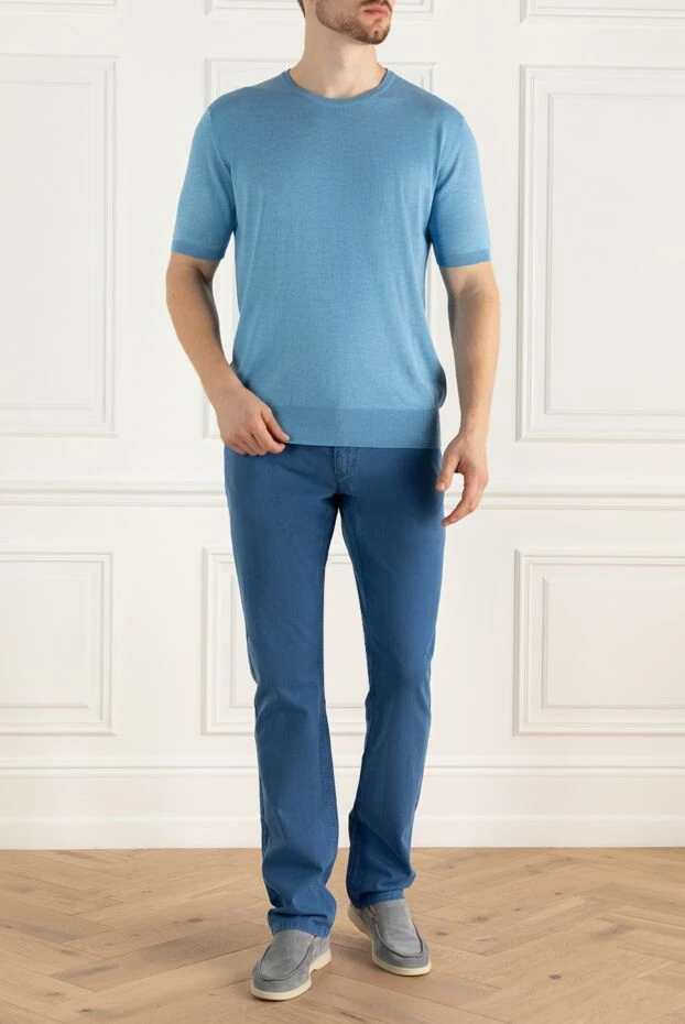 Zilli man blue cotton and cashmere jeans for men купить с ценами и фото 167226 - photo 2