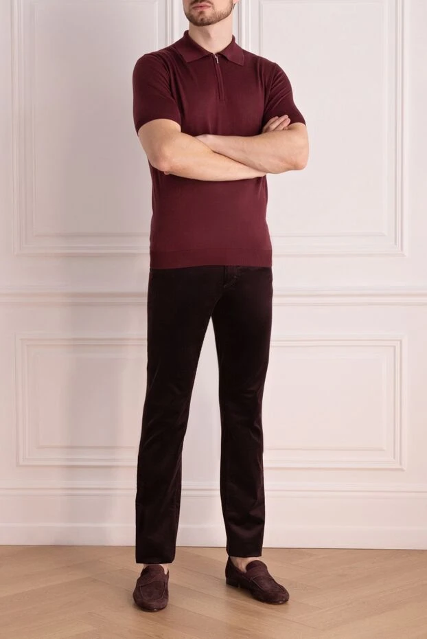 Zilli man cotton and cashmere jeans burgundy for men купить с ценами и фото 167291 - photo 2