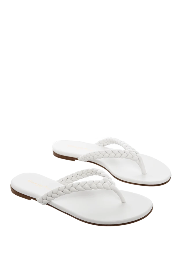 Gianvito Rossi тоқылған элементтері бар ақ түсті әйелдердің шкірядан жасалған шльопанкі-вьетнамкалары 167340 - фото 3
